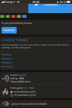 Information on puzzles on Lichess