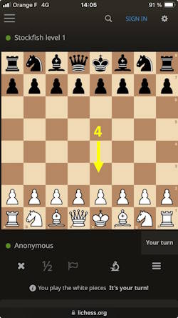 Play chess against the computer on lichess. Step 4.
